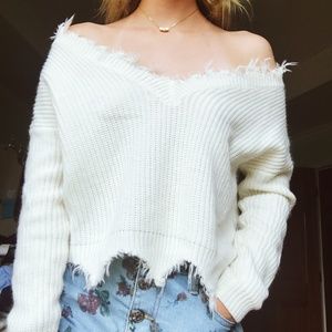 White Cropped Sweater